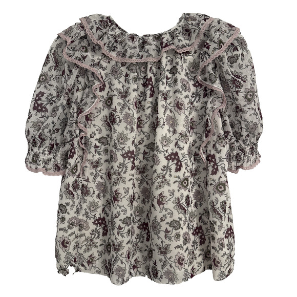 Wilfred Amyris Blouse Womens S Ethereal Fairy Chiffon Sheer Ruffle Sleeve Floral - Picture 2 of 10